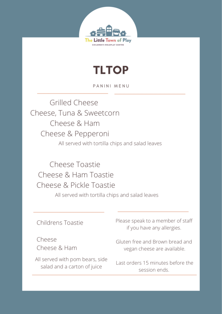 The Little Town of Play Rotherham Menu